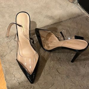 Fashion Nova Black & Clear Heel.